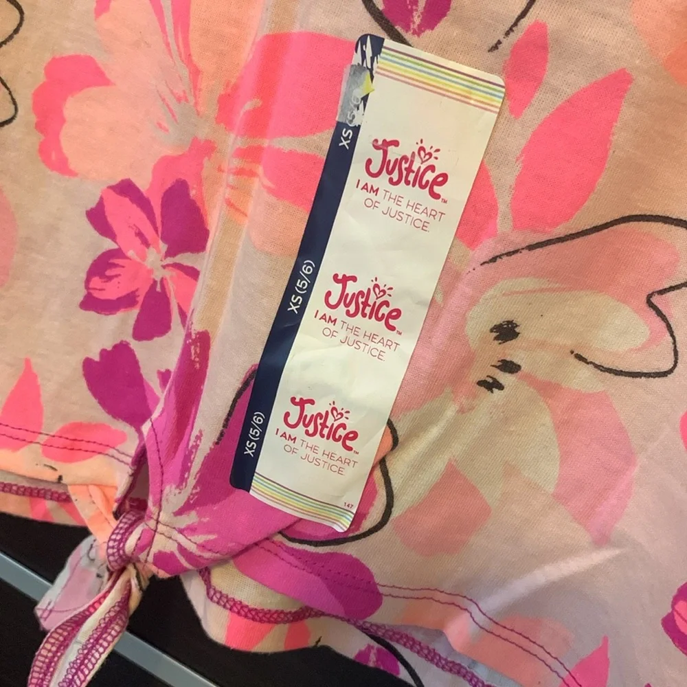 Justice Girls Pink Floral Tank Top